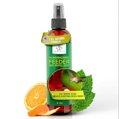 Donaldson Farms Hummingbird Feeder Bee Repellent Spray - Efficiently Keep Bees Off Hummingbird Feeder, Natural Bee Repellent Sprays for Patio Garden, Citrus Spray for Outdoor Bird Food - 8oz Bottle