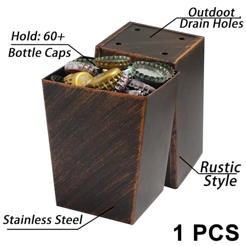 Wall Mounted Bottle Cap Catcher with Drain, Rustic Mountable Beer Bottle Cap Bucket Holder for Table Cooler Outdoor - color: Antique Copper