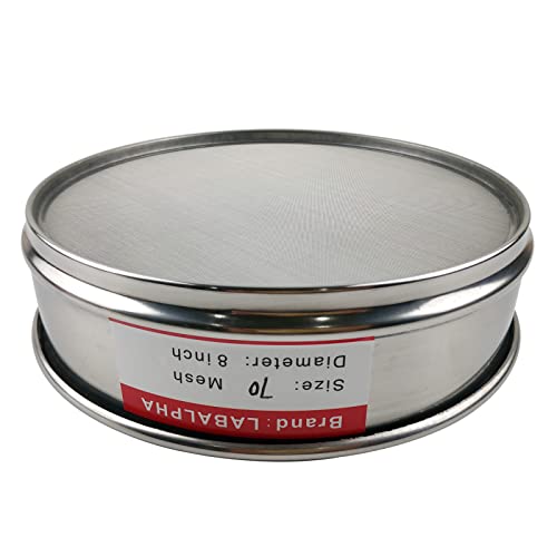 LABALPHA 70 Mesh Lab Sieves, #70 Mesh Test Sieve, 8'' Diameter, 304 Stainless Steel Wire Cloth (0.22mm) - size: 70 mesh (0.22mm)