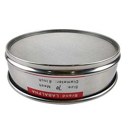 LABALPHA 70 Mesh Lab Sieves, #70 Mesh Test Sieve, 8'' Diameter, 304 Stainless Steel Wire Cloth (0.22mm) - size: 70 mesh (0.22mm)