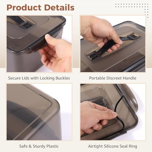 2 Pcs Marinating Containers with Lids, 12.5 and 8.3 Quart Airtight Brining Containers, Plastic Food Storage Containers with Handles for Meat, Turkey, Meal Prep, Grilling Accessories