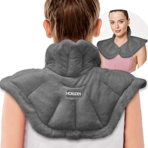 MORLIDEN Microwavable Heated Neck Wrap Warmer and Shoulder Weighted Heating Pad Microwave for Hot and Cold Compress - Dark Gray - color: Dark Gray, size: 1 Count (Pack of 1)