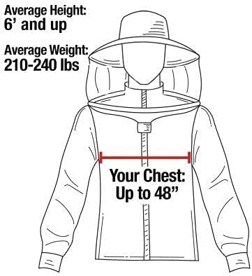 Beekeeping Jacket with Round Veil and Gloves, Natural Canvas Bee Jacket with Durable YKK Brass Zippers for Professional & Hobby Beekeepers (2XL) - size: XX-Large