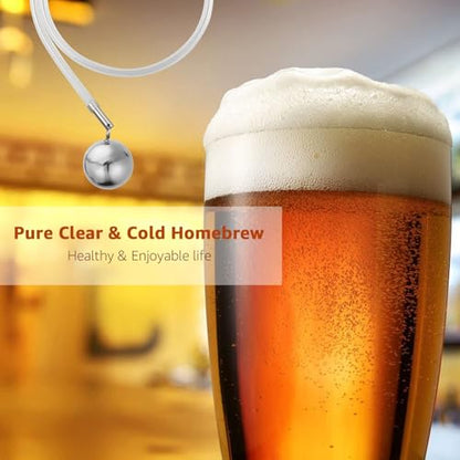 Ferroday 304SS Floating Dip Tube for Corny Keg, Ball Lock Beer Keg Fermenter Silicone Float Dip Tube, Home Brew Beer Stainless Steel Ball Floating