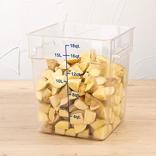 Restaurantware-Met Lux 18 Quart Brine Bucket, 1 Square Marinating Container - With Volume Markers, Built-In Handle, Clear And Blue Plastic Dough Rising Bucket, Freezer-Safe, Lid Sold Separately - size: 18 Quarts, style: 1 Count