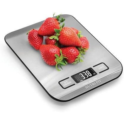 Food Scale, Kitchen Scales Digital Weight Food Grams and Ounces for Weight Loss Baking Cooking of NUTRI FIT, Max 11lb 1g Increment, Backlight LCD Smart Tare Stainless Steel, Easy to Use, AAA Battery - color: Silvery Grey