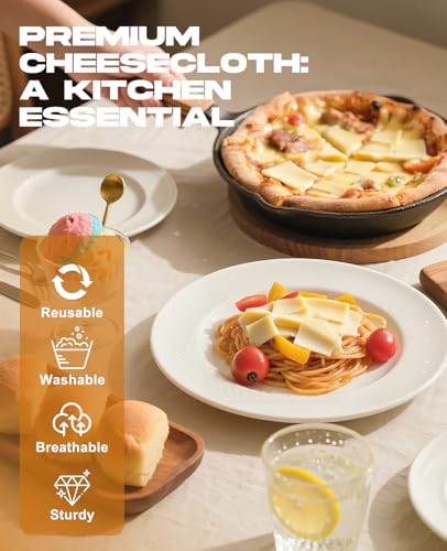 High-Grade 100 Cheesecloth – 4-Pack, Soft & Durable 20x20 Inch Cotton, Lock-Edged, Reusable for Cooking, Straining, and Cheesemaking - color: 4Pcs
