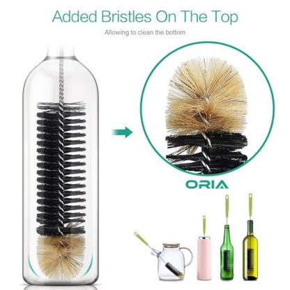 16 Inches Bottle Brush with Long Handle, Stainless Steel Wire Compact Multi-Use Bendable & Flexible Cleaning Narrow Neck Beer Bottles Brush,Durable Household Washing Tools for Vase Pipes Sink