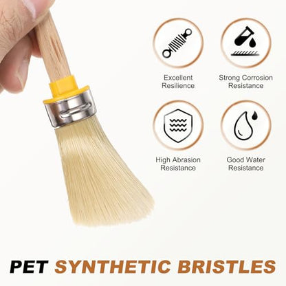 uxcell 5 Pcs Wax Paint Brushes, 2.1 x 0.8 Inch Chalk Stencil Brush, Oval PET Fiber Bristle with Wood Handle, Painting Tool for Furniture DIY Home Decor Art Crafts, Yellow - size: 2.1 x 0.8 Inch