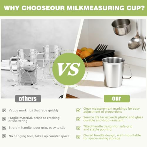Stainless Steel Measuring Cups 2-Pack, Unbreakable Metal Measuring Cup Set with Easy-Read OZ/ML Marks & Secure Grip Handle, Ideal for Kitchen, Baking, Bar, Party & Pet Food (32 oz+32 oz) - size: 32 oz+32 oz
