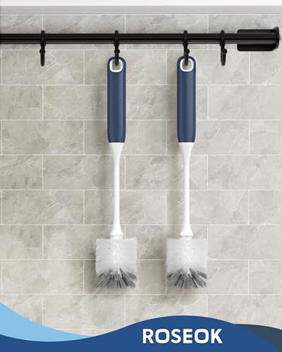 ROSEOK Bottle Brush, Water Bottle Brush, Flexible Bottle Brush, Cup Cleaner | For Cleaning Glass, Sports Bottle, Coffee Mug, Cup Cleaner, Navy Blue, 2 Pack - color: Navy Blue