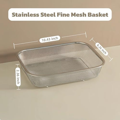 18/8 Stainless Steel Fine Mesh Strainer Basket with Feet, Rectangular Colander for Vegetables, Fruits, Pasta, Noodles – Rustproof, Durable & Easy to Clean (9.84 inch) - color: Sleek Square, size: 9.84 inch
