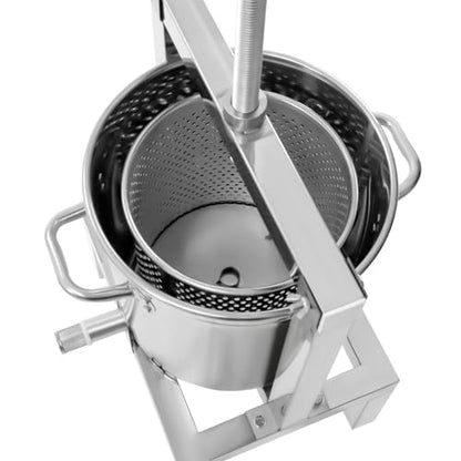 DYRABREST Fruit Wine Presser 2.6Gal/10L Manual Wine Presser Large Fruit Honey Presser Stainless Steel Honey Extractor Beeswax Presser Apple Crusher Cider Press for Juice and Wine Beeswax Making