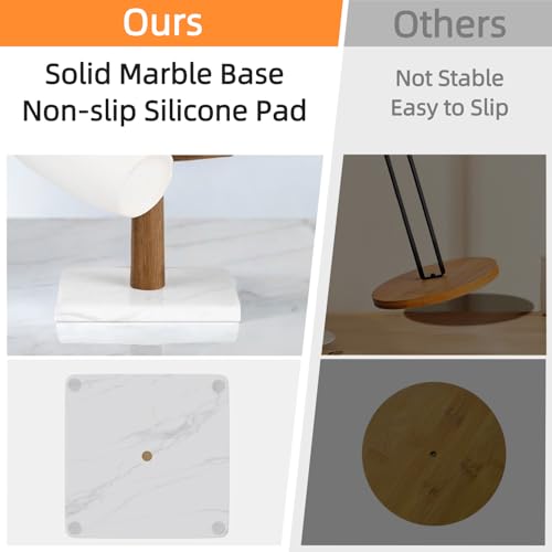 Buruis Wood Mug Holder, Marble Base Cup Rack Tree, Cup Stand Hanger, Kitchen Coffee Mug Tree Countertop Tea Cups Holder Stand, Coffee Mugs Dryer with 6 Hooks, White - color: Square base White