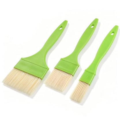 3 Pcs 1/2/3 inch Pastry Brush Set, Bristle Basting Brushes for Cooking | Plastic Handle Butter Brush, Kitchen Brushes for Oil, BBQ Grill, Egg, Butter Sauce, Baking, with Hang Hole Design