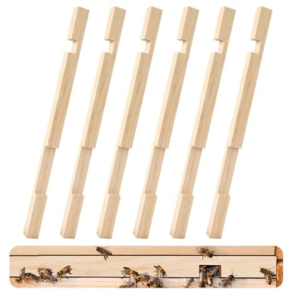 DECYOOL 4 Pieces Beehive Entrance Reducer, Wooden Hive Entrance Reducer | 10 Frame Beehive Supplies with 2 Size Openings Control Warm and Ventilated for Keep Out Honey Robbers Beekeeping Supplies