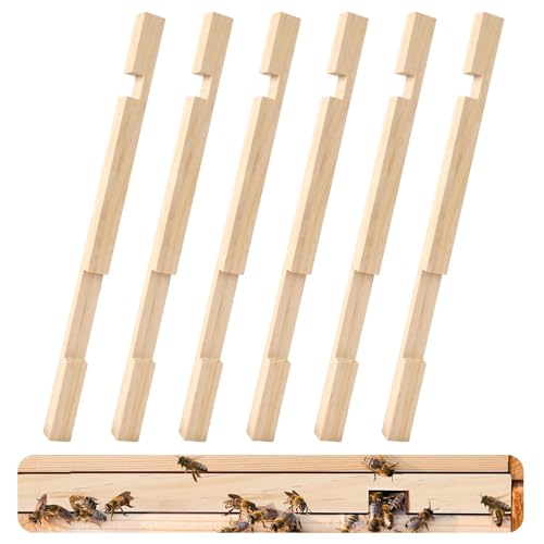 DECYOOL 4 Pieces Beehive Entrance Reducer, Wooden Hive Entrance Reducer | 10 Frame Beehive Supplies with 2 Size Openings Control Warm and Ventilated for Keep Out Honey Robbers Beekeeping Supplies