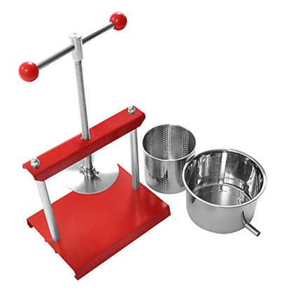 Manual Fruit Wine Press, Cheese Tincture Herb Fruit Wine Press, T-shaped Handle 0.8/1.6 Gallon Stainless Steel Barrels Fruit Press Machine for Juice, Vegetable, Wine, Olive Oil (3L/0.8Gal) - size: 3L/0.8Gal