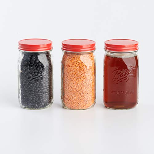 AllSpice Rust-Proof Wide Mouth Aluminum Metal Mason Jar Lids Leak-Proof 12-Pack (Red) - color: Red, size: Wide Mouth