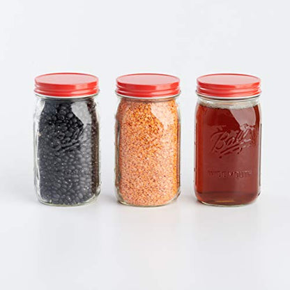 AllSpice Rust-Proof Wide Mouth Aluminum Metal Mason Jar Lids Leak-Proof 12-Pack (Red) - color: Red, size: Wide Mouth