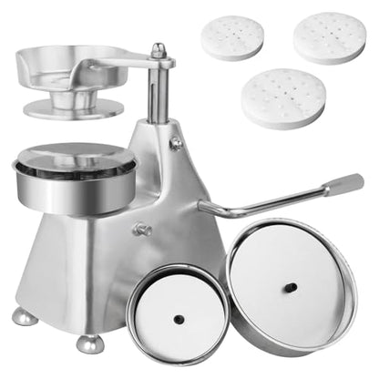 Hakka Commercial Hamburger Press Patty Maker, Stainless Steel Heavy Duty Grill Burger Press Patty Meat Tool, with Three Convertible Molds and 1200 Pcs Patty Papers, 100mm/130mm/150mm