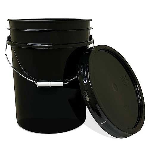 ePackageSupply 5 Gallon Bucket - Food Grade Bucket with Airtight Gasketed Tear Strip Lid, BPA-Free, Heavy-Duty 90 Mil HDPE Plastic Pail, Bulk Storage, Durable Container, Made in USA - Black, 60 Packs | Airtight Gasketed Tear Strip Lid, Heavy-Duty 90 Mil H