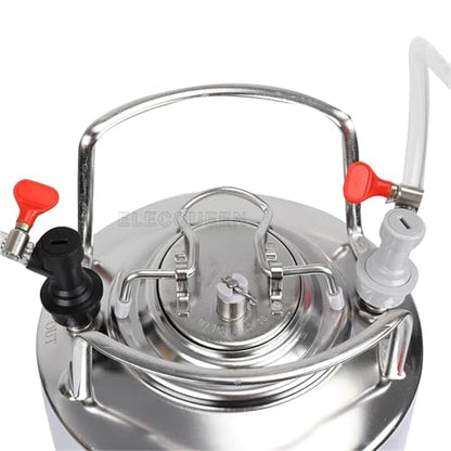 2.5 Gallon 10L Cornelius Style Stainless Steel Beer Keg with Faucet Tubing Kit and Dual Gauge CO2 Regulator