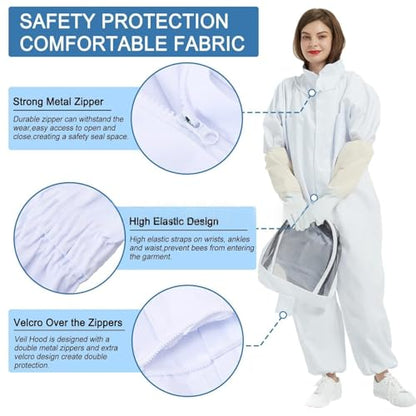Bee Suit, Full Body Beekeeper Costume Nylon Beekeeping Protective Clothing with Ventilated for Beekeeper