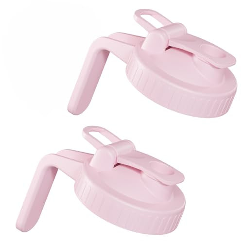 2 Pack Wide Mouth Mason Jar Lids with Leak-Proof Seal, Mason Jar Pour Spout Lid with Flip Cap and Handle, Plastic Canning Lids for Milk, Salad, Dressing, Drinking Storage Bottle, Pink - color: Pink, size: Wide Mouth 2Pack