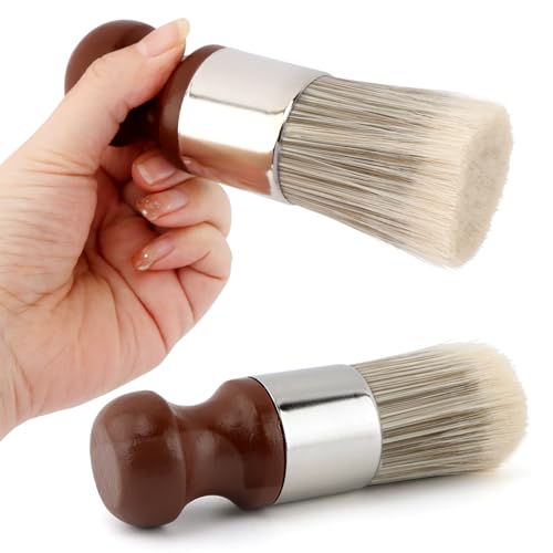 Bibabala Salve Brush for Furniture,2Pcs Wood Furniture Brush with Comfortable Handle,Leather Cleaning Brushes with Soft Nylon & PET Bristles,Salve Wax Brushing Tool for Home Leather,Brown