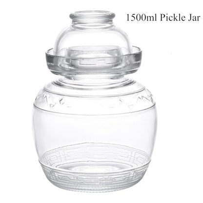 Pickle Jar, 1.5 Liter Fermentation Kimchi Jar with Water Seal Lid | Food Grade, Clear Glass, for Making Pickles Kimchi Sauerkraut and Fermenting Vegetables Relishes Fruits, Kombucha - size: 1.5L
