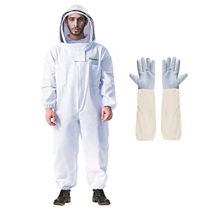 LONGADS Professional Bee Suit for Men and Women, Full Body Beekeeping Suit with Gloves & Protective Round Veil, Size XXL (Fits 69-73 Inches / 5'9"-6'1") for Apiary & Backyard - size: XXL for 5'11"-6'3"