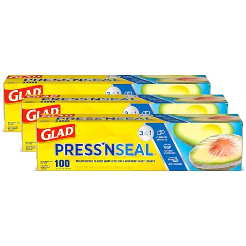 Glad Press'N Seal Plastic Food Wrap, 100 Square Foot Roll, Pack of 3, (Package May Vary) - size: 100 Sq Ft (Pack of 3)