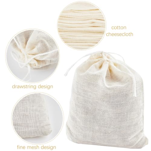 TUZAZO 50 Pcs Muslin Bags with Drawstring 3 x 4 inch, Reusable Tea Bags for Loose Leaf Tea, Natural Cotton Unbleached Cheesecloth Small Spice Bag for Cooking Soup Herb Sachet Bag Empty - size: 3x4 inch, 50 pcs