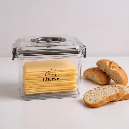 Cheese Container for Refrigerator,Cheese Keeper with Draining Basket and Time Recording,Cream Block Shredded Cheeses Storage Box,Sliced,Grated,Cheddar Cheeses Box For Fridge,kitchen Organizer
