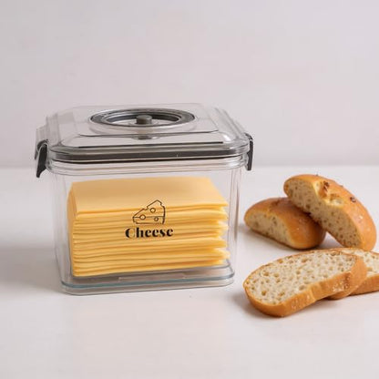 Cheese Container for Refrigerator,Cheese Keeper with Draining Basket and Time Recording,Cream Block Shredded Cheeses Storage Box,Sliced,Grated,Cheddar Cheeses Box For Fridge,kitchen Organizer