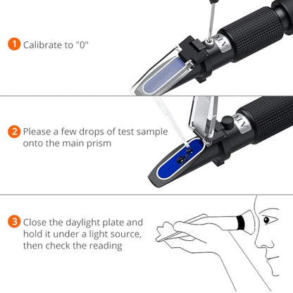 Proster Red Wine Refractometer Grape Wine Refractometer Wine Making Kit Brix Refractometer ATC Refractometers Brix Scale 0-40% Measures Sugar Content to Predict Alcohol Degree for Fruit Wine - color: Black