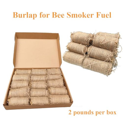 2 lb Bee Smoker Fuel for Beekeeping – Jute Burlap Smoker Fuel Rolls, Easy to Light with Match or Lighter, Long Continuous Burn, Produces Clean & Cool Smoke for Beehive Smoker