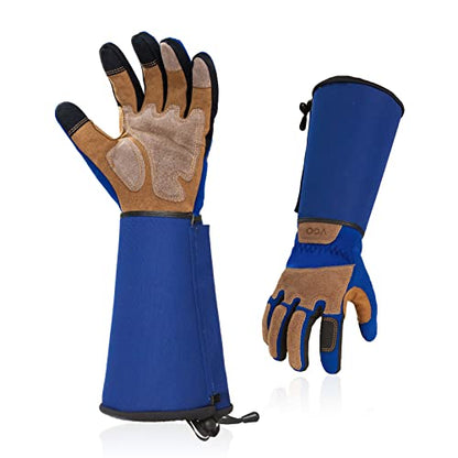 Vgo... Gardening Gloves Unisex,Safety Work Gloves,Long Sleeves Gauntlet,Puncture Proof,Touchscreen(Size M,Blue,SL7496) - color: 1 Pair - Blue - Long Cuff, size: Unisex Medium