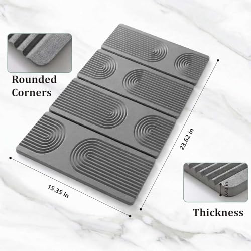 Stone Drying Mat for Kitchen Counter,Foldable(Gray (4-fold), 24" × 16") | Large Quick-Dry Diatomaceous Earth Dish Drying Mat with PU Non-Slip Base,for Bottles Cups Dishes - color: Gray (4-fold)