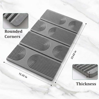 Stone Drying Mat for Kitchen Counter,Foldable(Gray (4-fold), 24" × 16") | Large Quick-Dry Diatomaceous Earth Dish Drying Mat with PU Non-Slip Base,for Bottles Cups Dishes - color: Gray (4-fold)