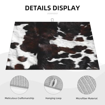 Cow Print Dish Drying Mat for Kitchen Counter 18 x 24 inch Cows Dish Drainer Rack Mats with Hanging Loop Western Cowhide Dishes Drainer Pads Animal Skin Drying Pad for Countertop - color: black brown
