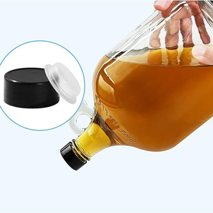 Glass Fermenting Jug with Handle, Black Plastic Lid,1gallon/4 liter