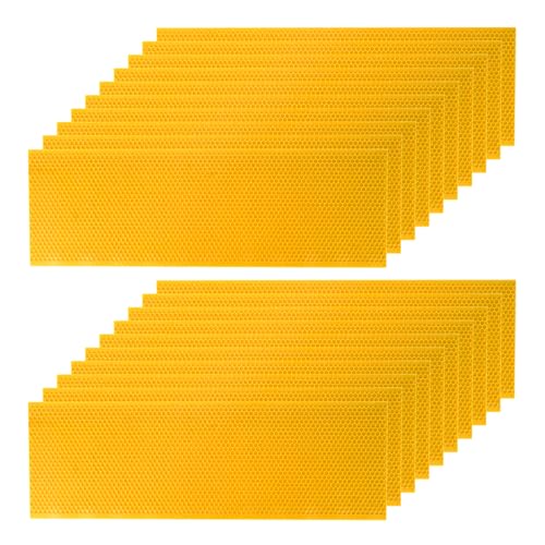 Beehive Waxed Coated Foundation Sheet 20 pcs Medium Beeswax Foundation Sheets 5-5/8-Inch Bee Waxed Foundation Sheets for Bee Frame for Beekeeping Supply (5-5/8-Inch) - size: 5-5/8-Inch