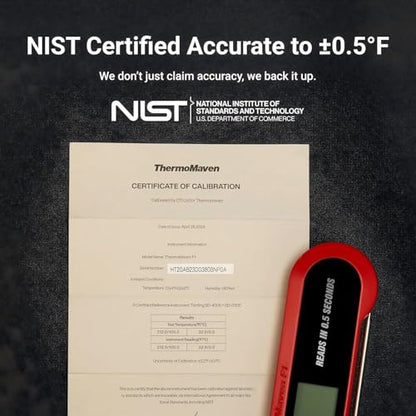 Professional 3X Faster 0.5sec Instant Read Meat Thermometer Digital, High Accuracy ±0.5°F, IP67 Waterproof, Auto Wake/Sleep & Rotate Display, NSF & NIST Certified, Backlight Fry Oil Candy Thermometer