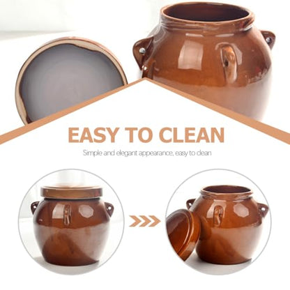 LIFKOME Ceramic Pickle Jar Large 1200g Food Storage Container with Airtight Seal Vintage Honey Crock Suitable for Kimchi Sauerkraut and Pickled Vegetables