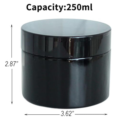 Matoolser Black Glass Storage Jar 250ml Wide Mouth Airtight UV Protection Container for Spice Coffee Matcha