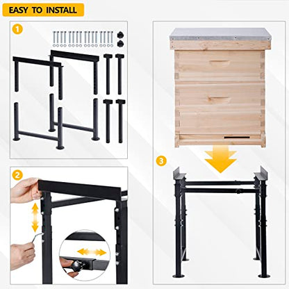 Adjustable Metal Hive Stand, Sturdy Beehive Stand | Adjustable Height 15” - 19” & Adjustable Width 14.5” - 24.5”, UV Resistant & Easy to Assemble Bee Stand for Beekeeping