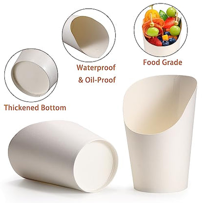 Disposable Charcuterie Cups 120 PCS with 200PCS Sticks and 120PCS Bags | 14 oz Kraft Paper Snack Boxes Appetizers Cup French Fry Holder with Cocktail Skewers Toothpicks Tooth Picks, White - color: White, size: 14 Oz 120 Pcs Set