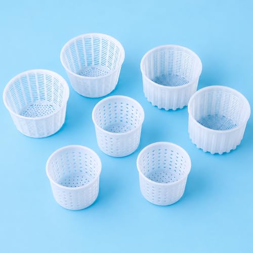 7 items Cheese making kit | Variouse cheese molds 0.25-0.6 kg for soft cheeses (7). Cheesemaking from Cow and Goat Milk. Cheese making supplies - size: Set of 7